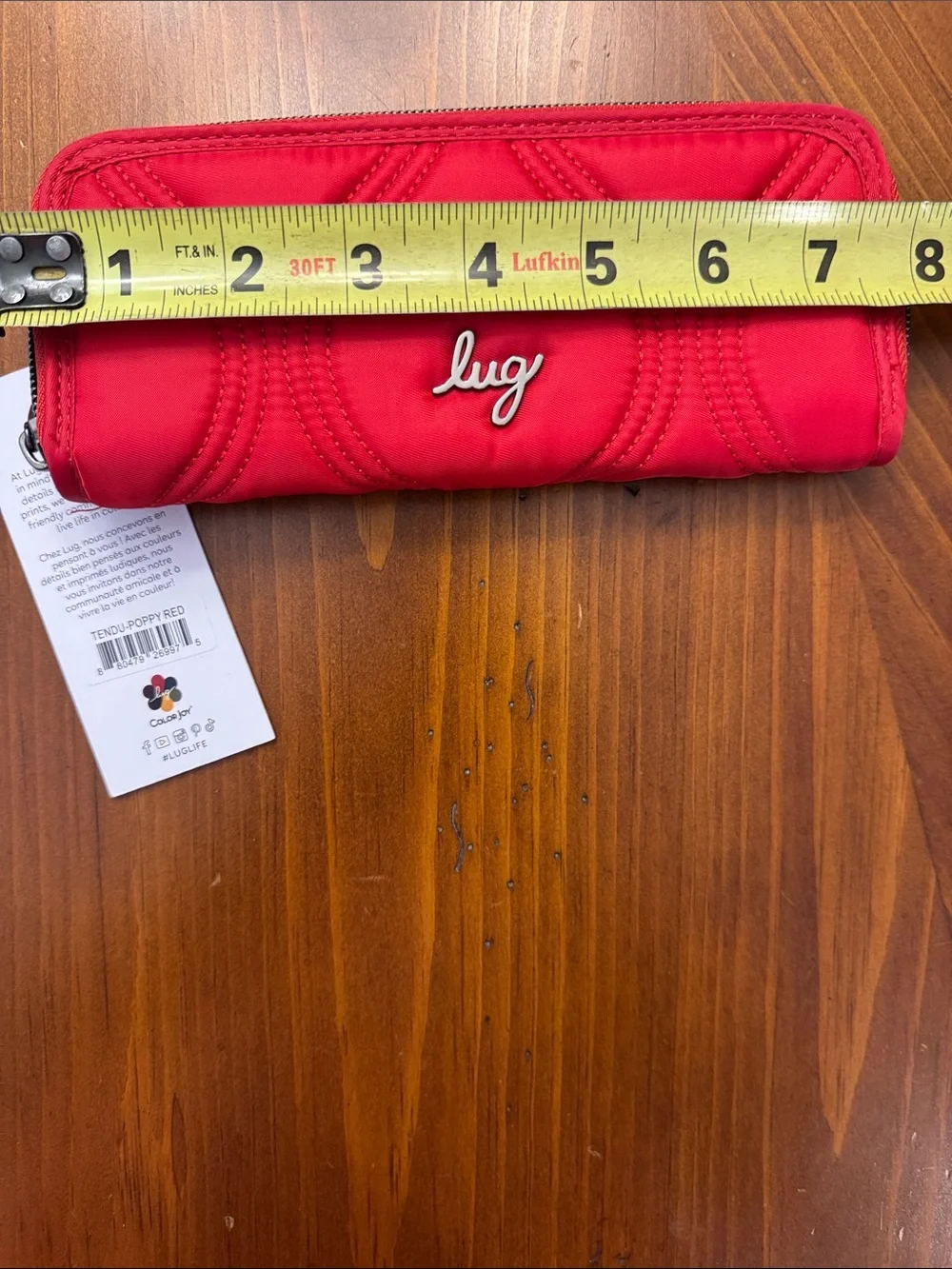 LUG tendu in Poppy Red Quilted Zip Wallet